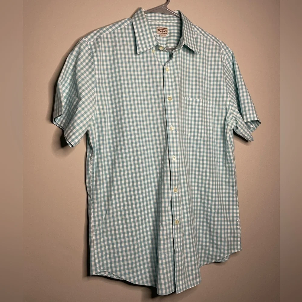 EUC - Men’s Quality Linen Tailored by J.Crew Plaid Shirt- Blue & White - Size: L